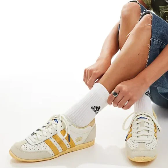 ADIDAS Originals Japan Suede-Trimmed Perforated Leather Sneakers Women's Size 7 - Picture 16 of 16